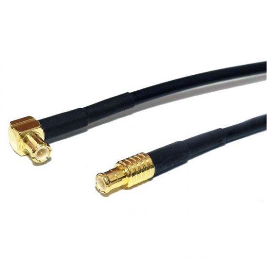 MCX MALE TO MCX ELBOW MALE CABLE ASSEMBLY RG174 0.75 METRE 