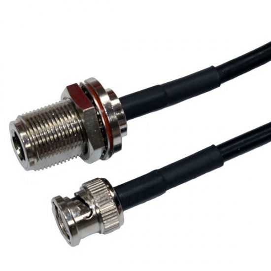 BNC Plug to N Bulkhead Jack Cable Assembly LMR240 0.25 Metre