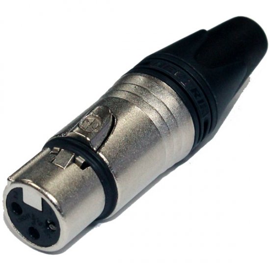 XLR Connector Neutric 3 pole female cable connector with Nickel housing and silver contacts.