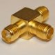 SMA T Adaptor Jack to Jack to Jack Gold Plated