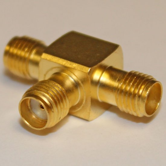 SMA T Adaptor Jack to Jack to Jack Gold Plated