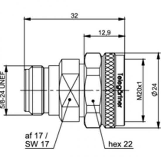 Telegartner J01027A0023 (100024189) N Type Jack to 4.3-10 Male Plug Inter-Series Adaptor 