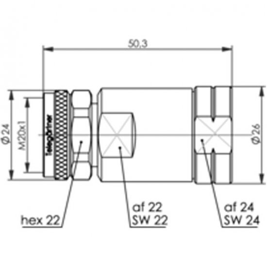 Telegartner J01440A0006 4.3-10 Straight Plug Clamp for 1/2" Flex Cable Screw Coupling