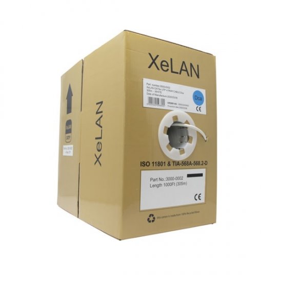 XeLAN CAT6 UTP External 4 Pair Cable – Box of 305m, Black 4000-0004