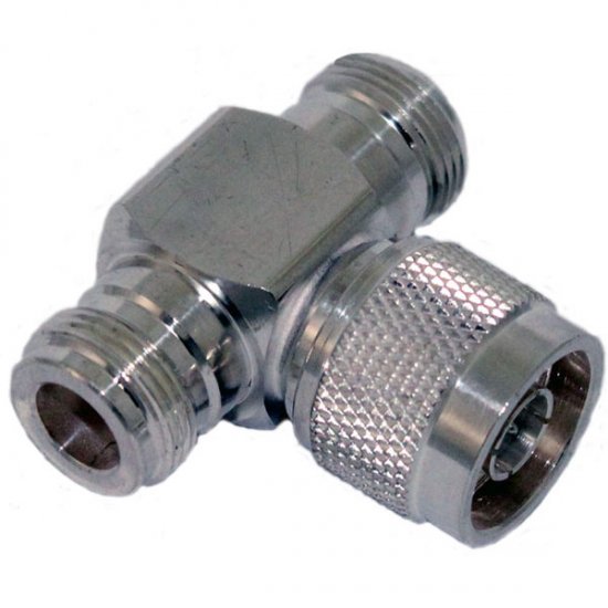 N TYPE T Adaptor Plug to Two Jacks 50 Ohm SILVER PLATED NSN 5935-99-943-7278