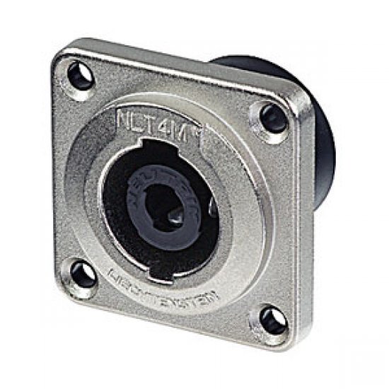 4 pole male chassis connector, metal housing, vertical PCB mount 4 pole male chassis connector, metal housing, vertical PCB mount