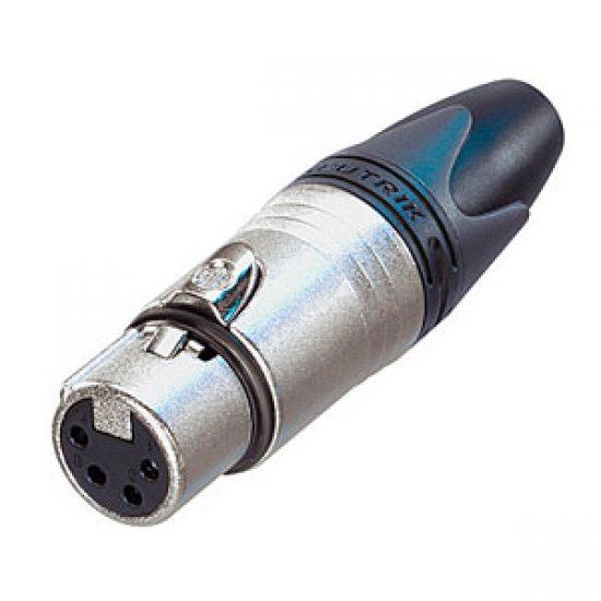 XLR Connector Neutrik 4 pole female cable connector with Nickel housing and silver contacts. 