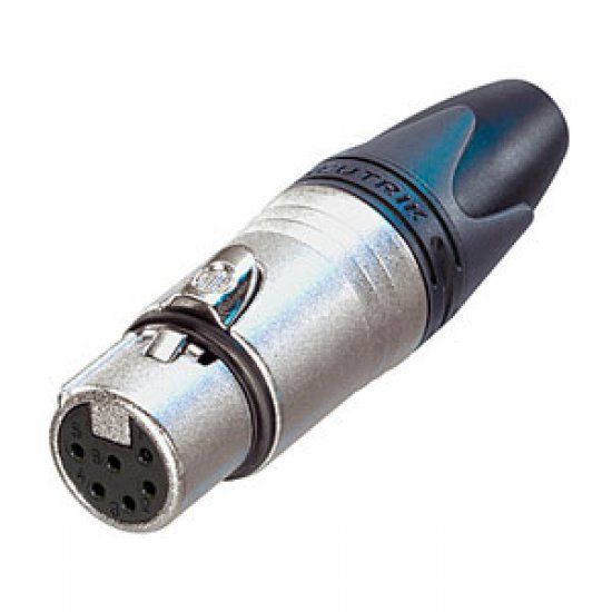 XLR Connector Neutrik 6 pole female cable connector with Nickel housing and silver contacts. 